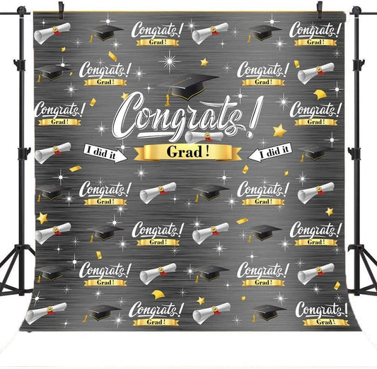 2023 Lofaris Graduation Backdrop Class of Grey Silvery Shinning Star Congradulat