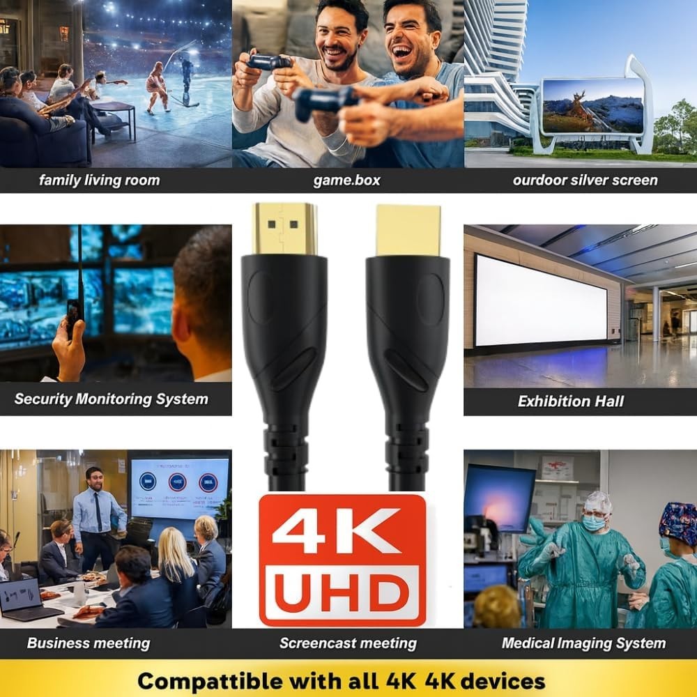 Acuvar 50ft HDMI Cable – 4K@60Hz Ultra HD, Gold Plated, ARC, PS5, Xbox, TV Ready