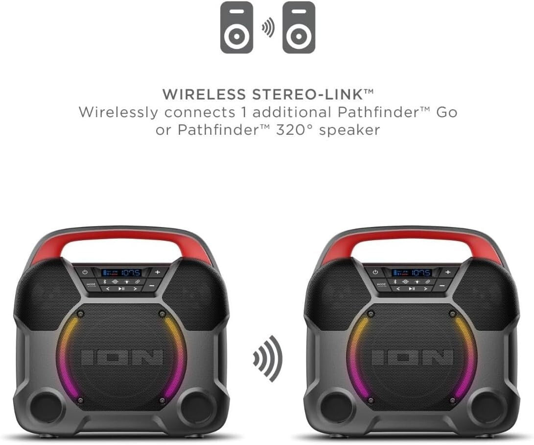 ION Audio Pathfinder Go All Weather Portable Bluetooth Speaker Water Resistant