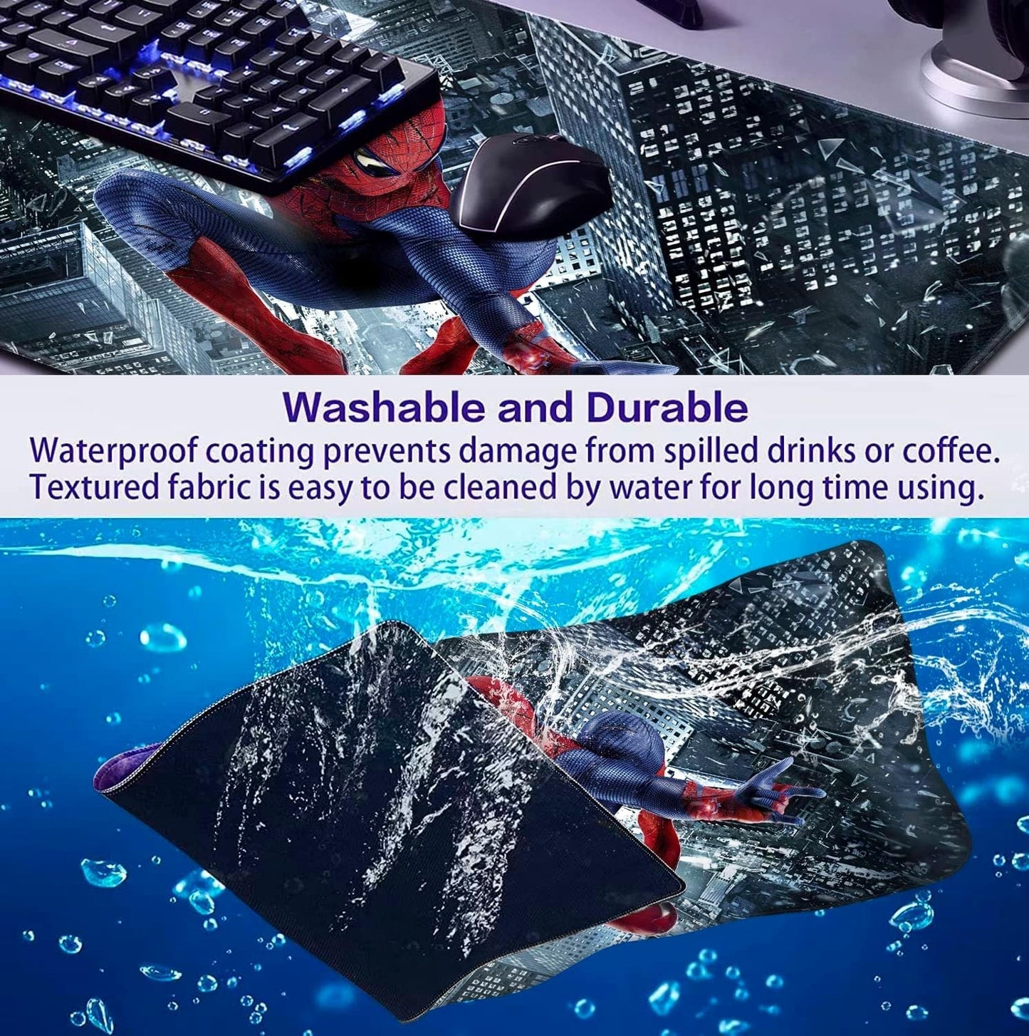 Large Anime Gaming Mouse Pad 35"x15" Non-Slip Mat w/ Stitched Edge Desk Pad