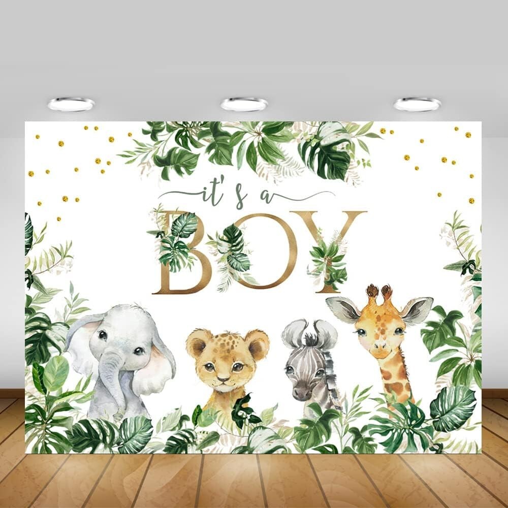 Safari Backdrop Its Boy Jungle Animals Baby Shower Newborn Baby Party 7x5 ft
