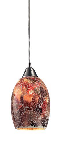 73031-1 Elk Avalon 1Light Pendant 5Inch Satin Nickel Earth Tone Glass