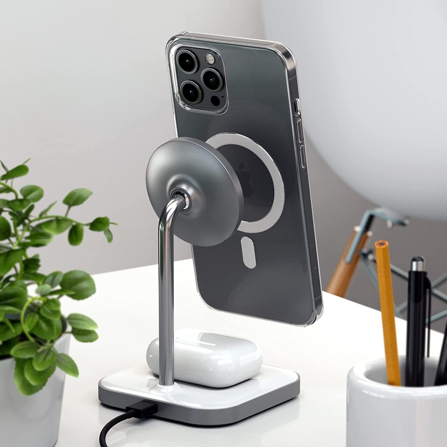 Satechi 2 in 1 Wireless Charging Stand MAgSafe iPhone & Airpods OEM