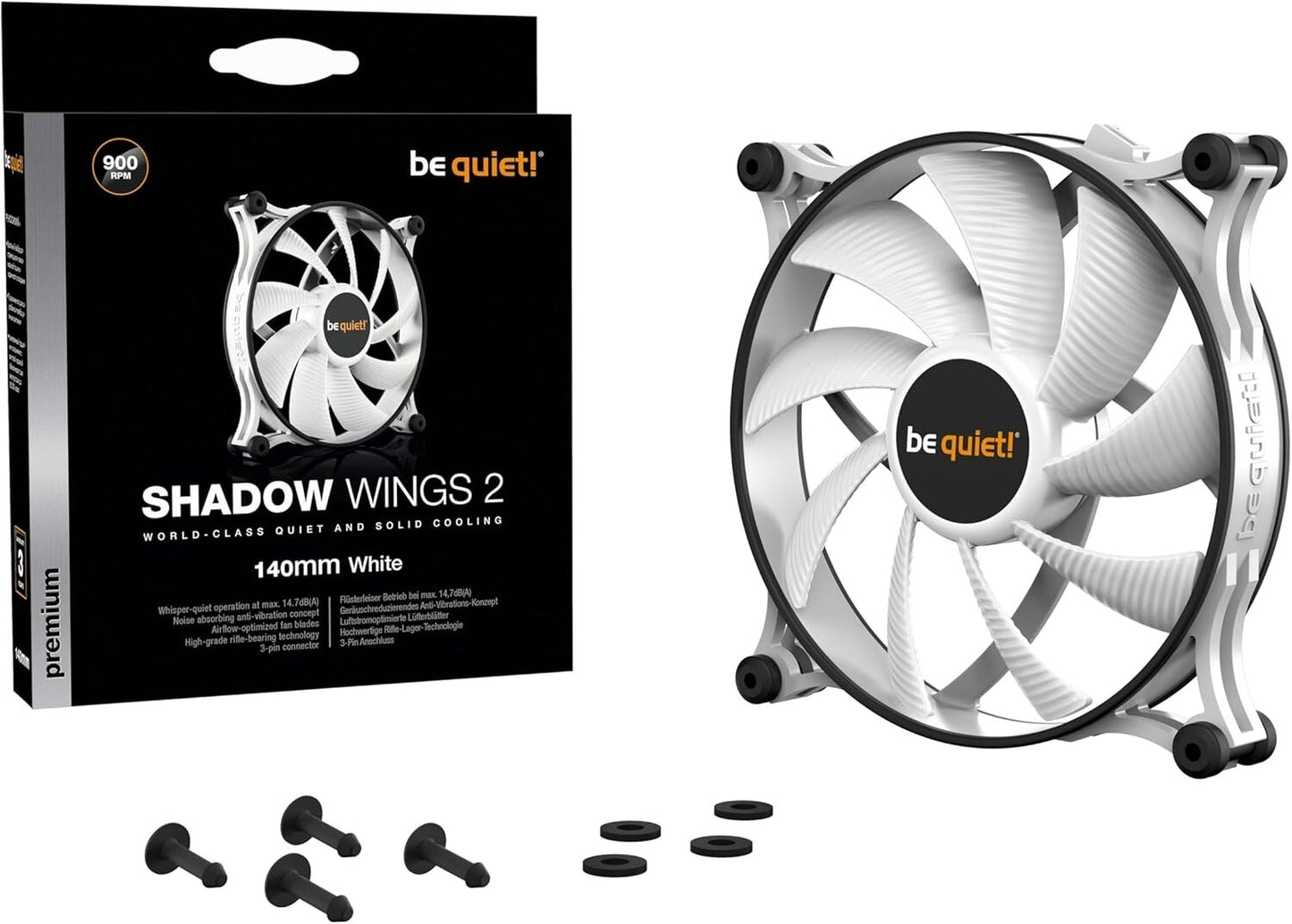 BL090 be quiet Shadow Wings 2 140mm Low Noise Cooling Fan White