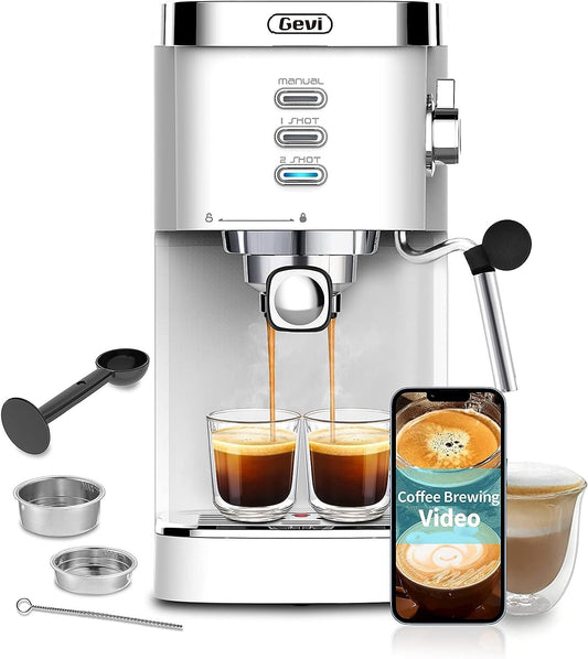 Gevi Espresso Automatic Fast Coffee Maker CappuccinoLatte 20 Bar 12L Water