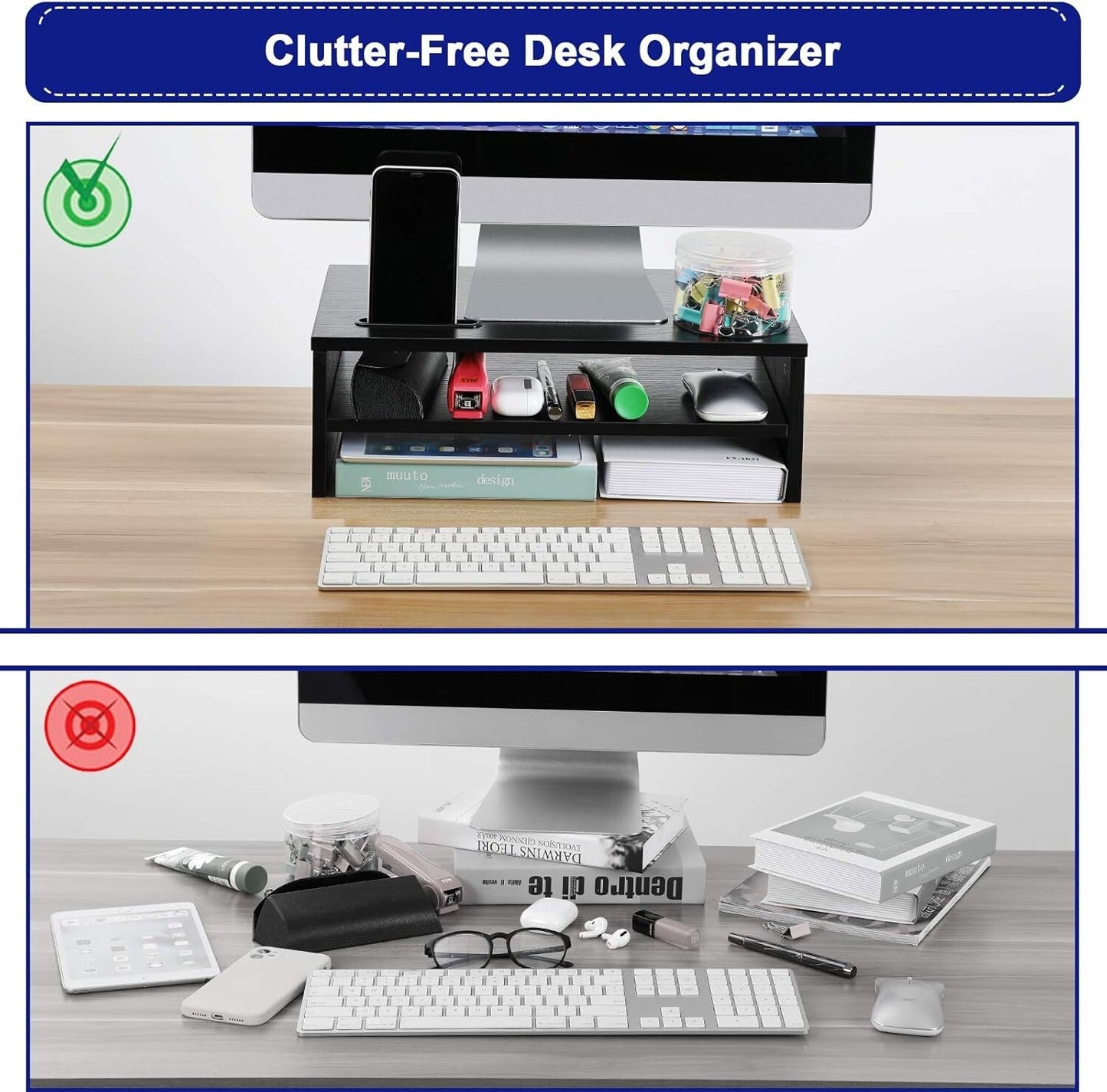 ERGO TAB Monitor Stand Riser 165 Inch 2 Tier Desk Organizer