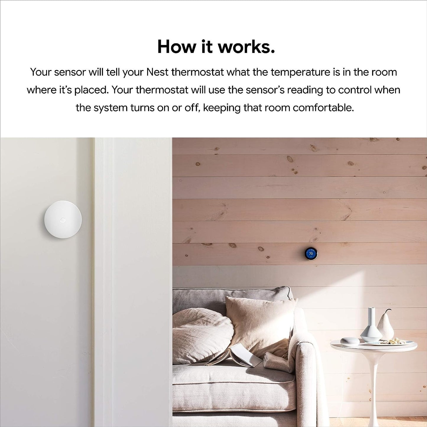 T5000SF Google Nest Temperature Sensor Nest Thermostats White