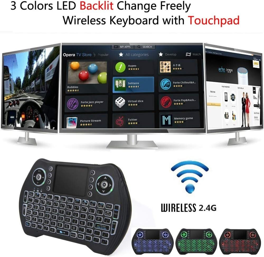 USB 24G Wireless Keyboard Touchpad Mouse Backlit Mini Keyboard MultiMedia