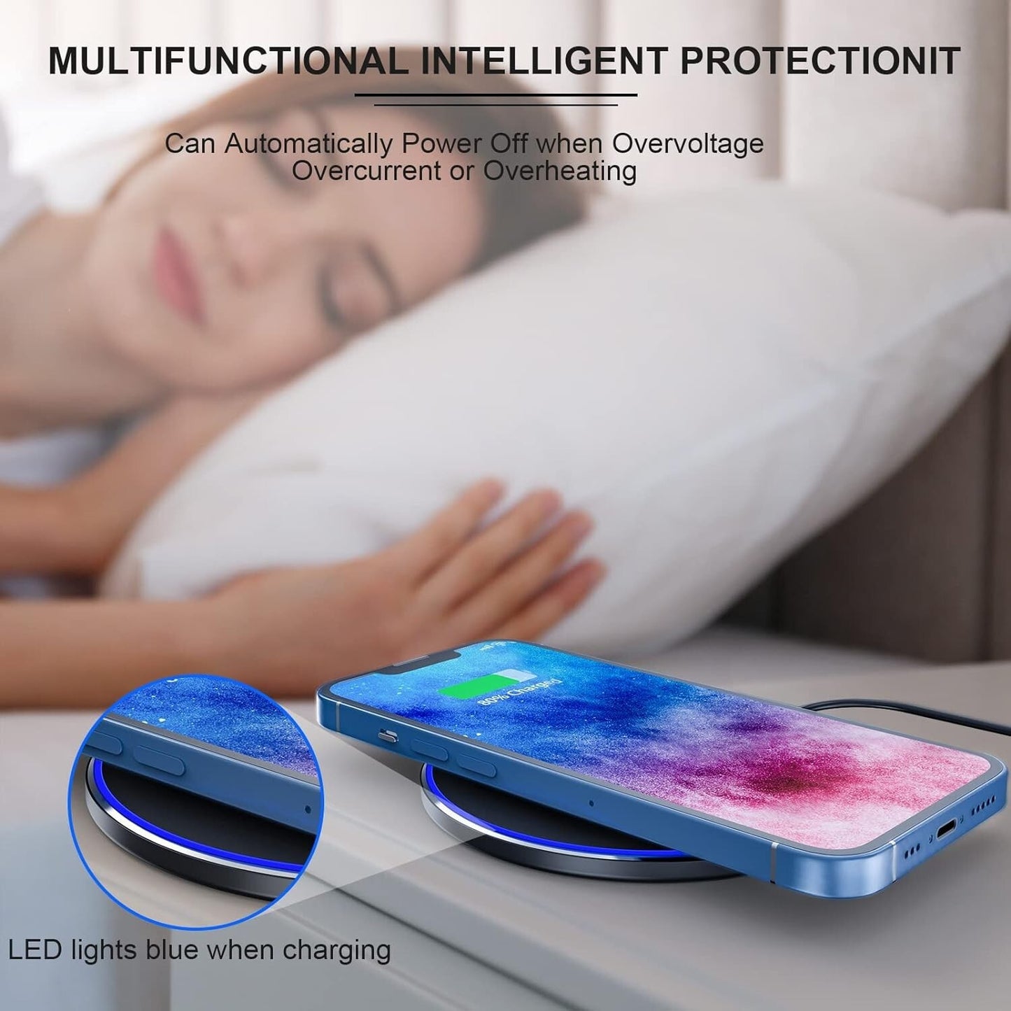 10W Fast Wireless Charger Pad Max Wireless Charging Compatible iPhone 14