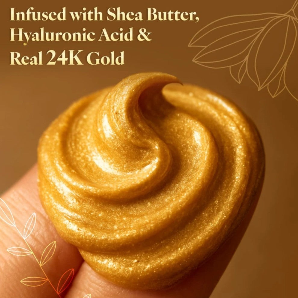 24K Gold Face Mask – Hydrating & Firming Facial Mask with Shea Butter, Hyaluroni