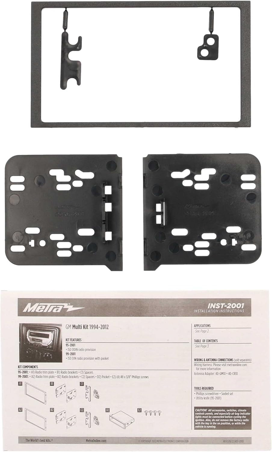 Metra 95-2001 Double DIN Dash Kit– Fits 1994–2012 GM Vehicles Black Mounting Kit