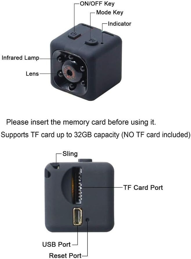 LKSUMPT 1080P Cam Mini Device w Audio Video Night VisionMotion Detective
