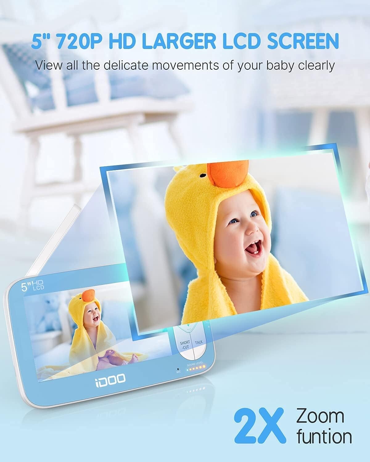 iDOO Baby Monitor Camera Audio Video Baby Monitor no WiFi w Night