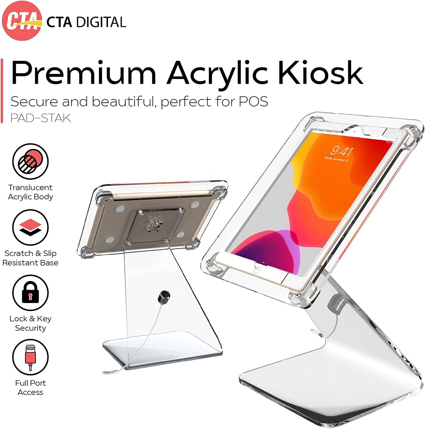 CTA Premium ScratchResistant Security Translucent Acrylic Kiosk iPad 789