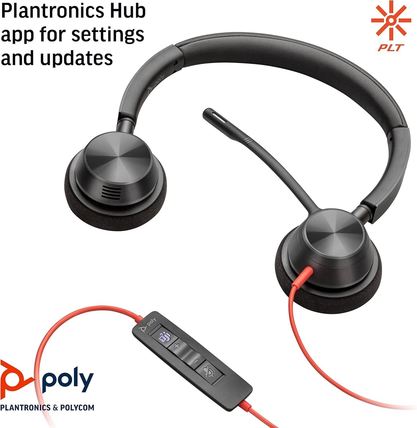 3320-M USB-A Plantronics Blackwire Stereo Headset Black