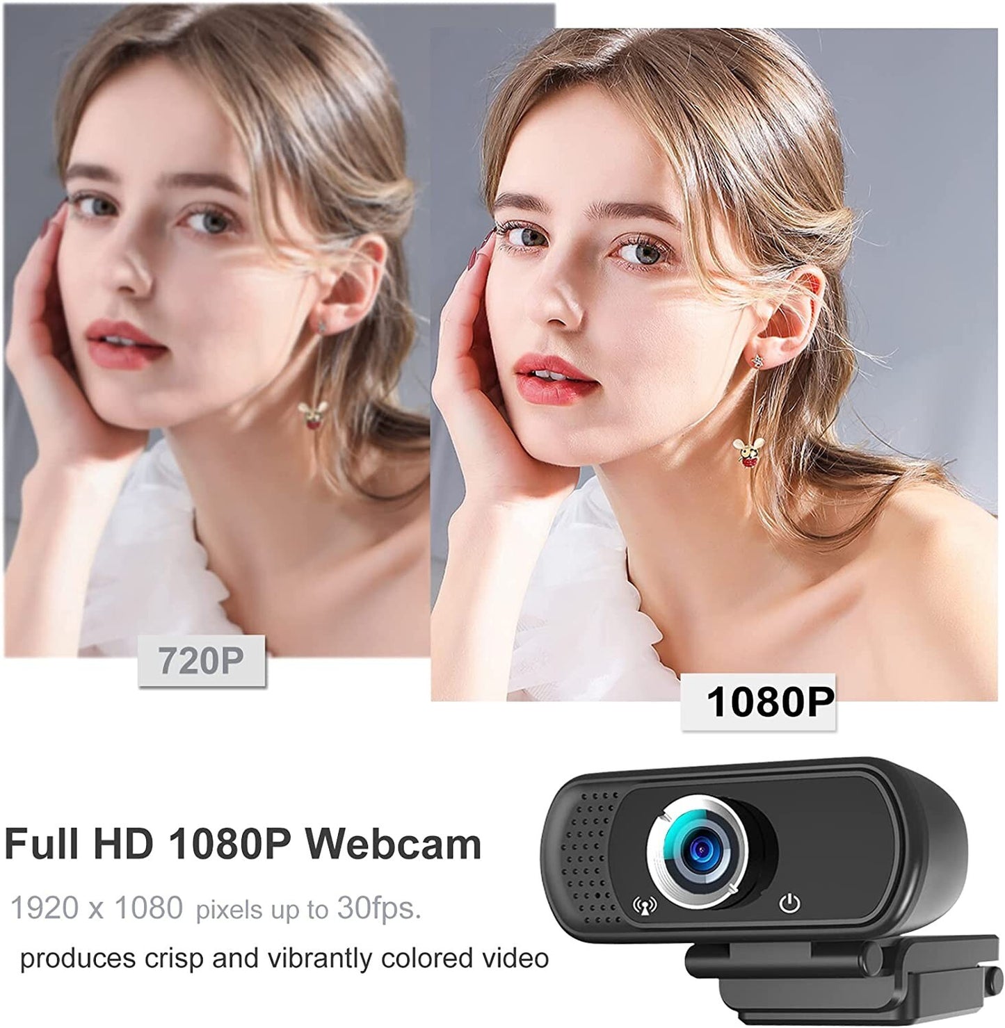 1080P Webcam Microphone Hrayzan HD Webcam w Privacy Cover Tripod