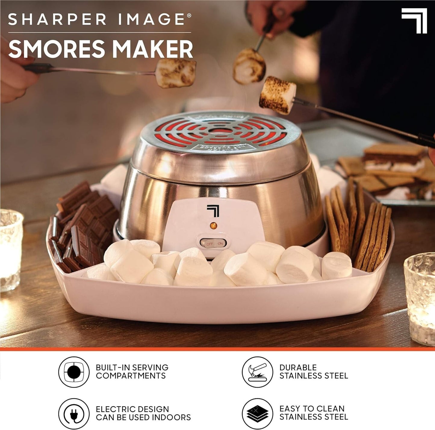 SHARPER IMAGE Electric Tabletop Smores Maker Indoors 6 Piece Set
