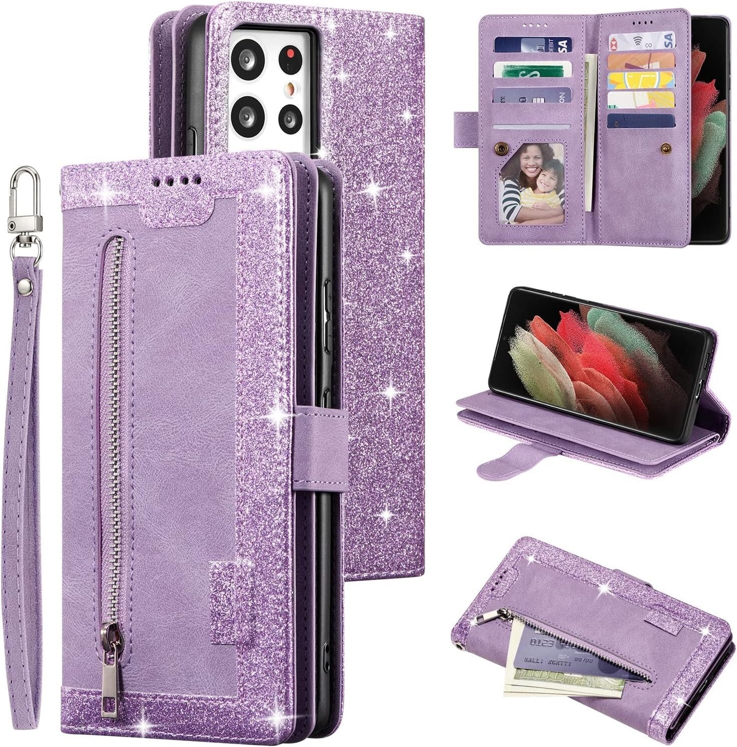 Samsung UEEBAI S21 Wallet Galaxy Ultra 5G Retro 9 Card Holder Slots