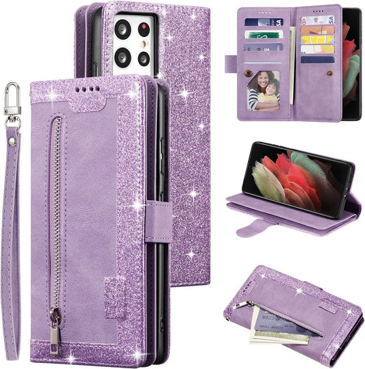 Samsung UEEBAI S21 Wallet Galaxy Ultra 5G Retro 9 Card Holder Slots