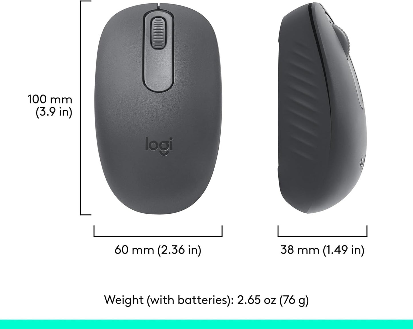 Logitech M196 Mouse – Bluetooth, 12-Month Battery, Smooth Tracking, Graphite