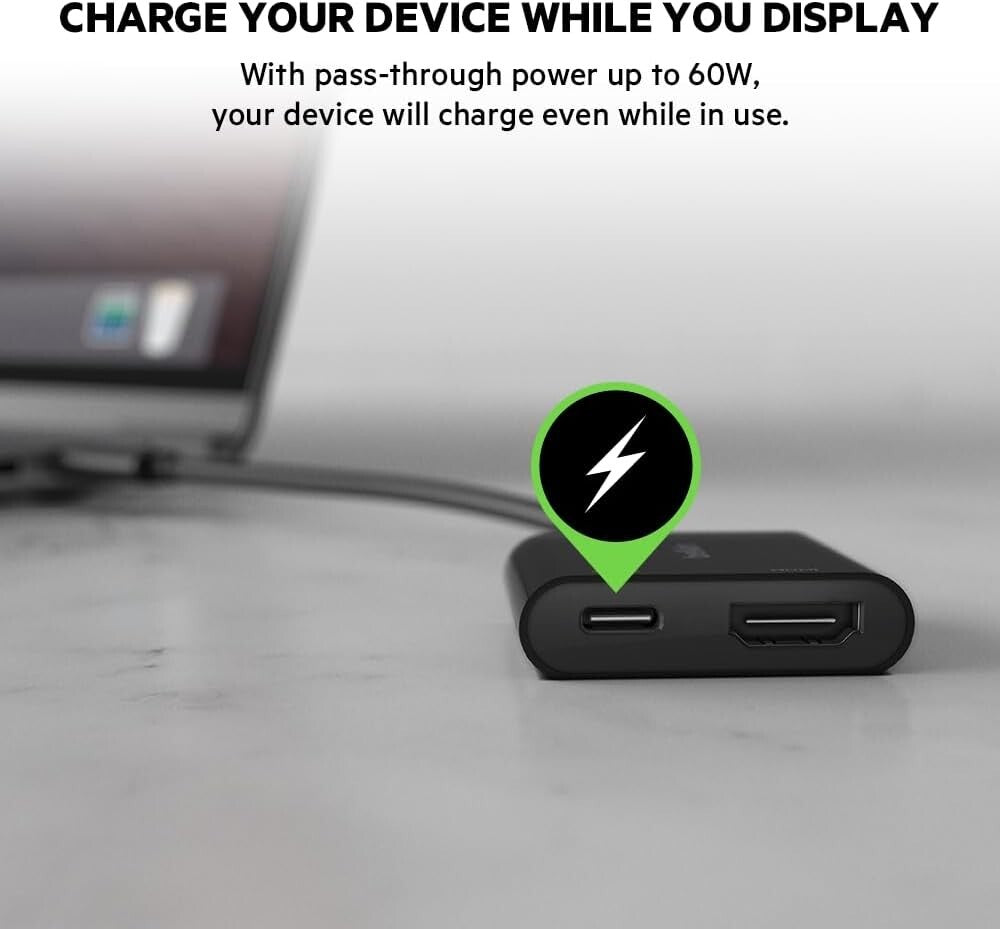 USB-C HDMI Belkin to Charge Adapter 12 Portable Adapter Black