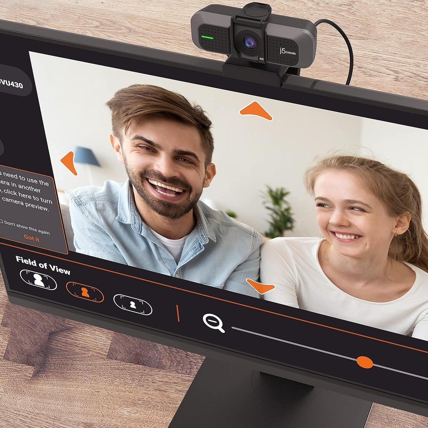 JVU430 BLACK j5create 4K Wide Angle Webcam w Mic Privacy Cover