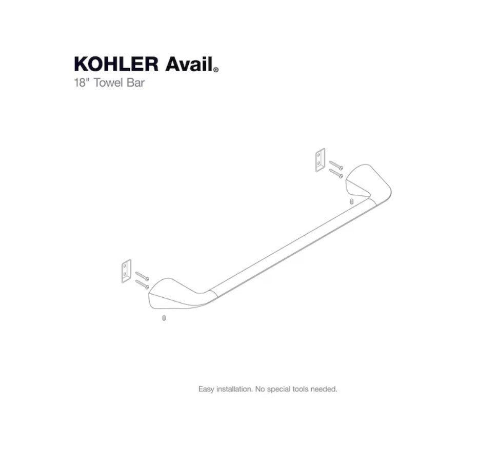 R31182-BN Kohler Availa 18 Vibrant Brushed Nickel Wall Mount Single Towel Bar