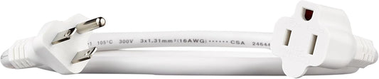 125V Amazon Basics Power Extension Cord 3 Feet 13 Amps White