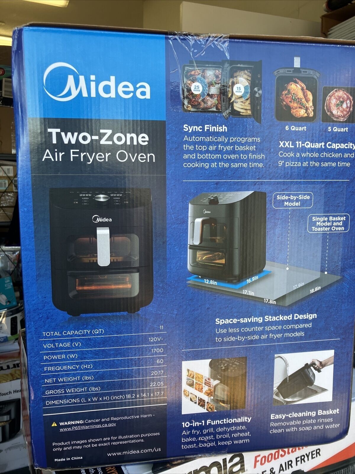 MSA11D9ABB Midea Quart Two Zone Air Fryer Oven 10 Functions WiFi Alexa Googl
