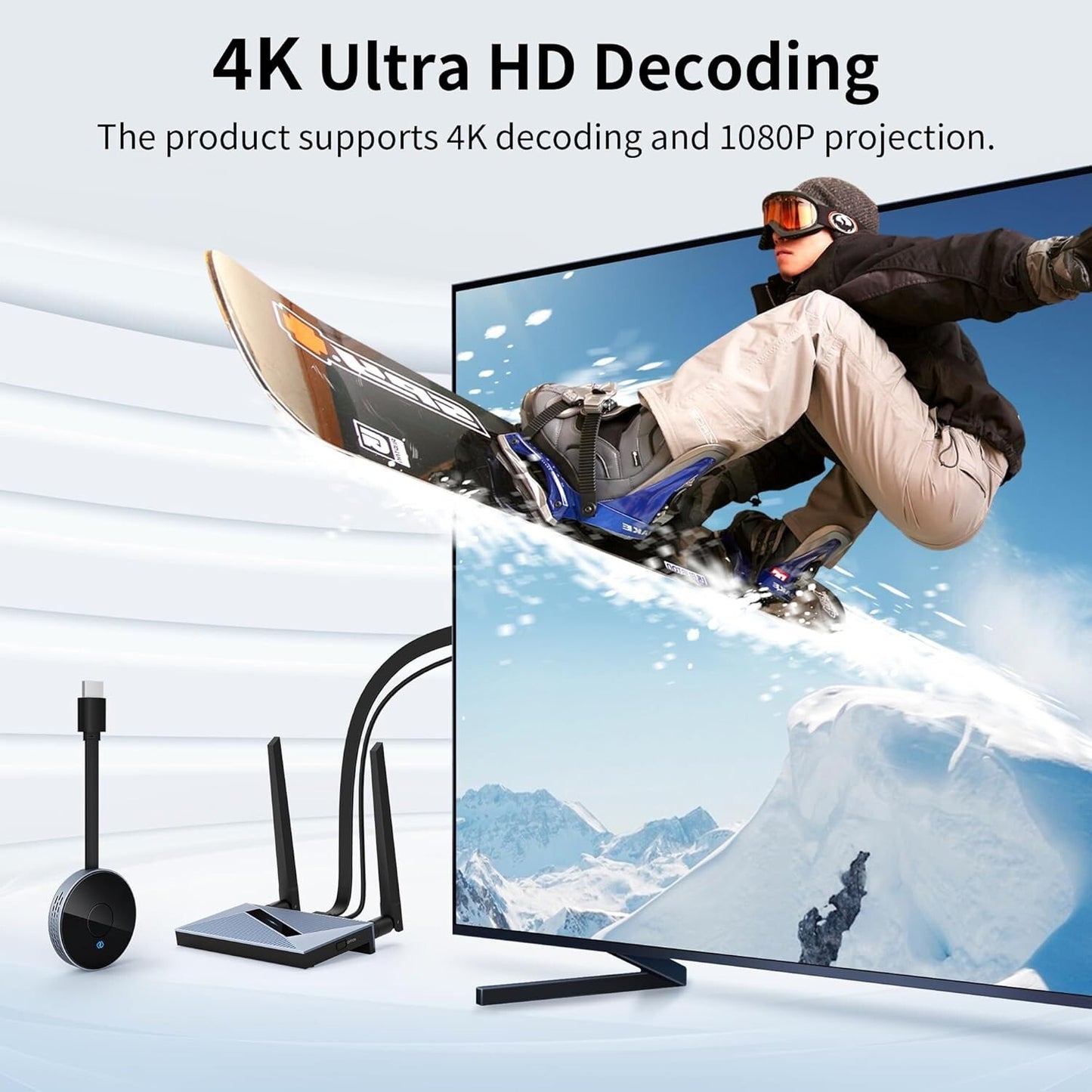 Wireless HDMI Transmitter & Receiver – 4K Dongle Kit for PC/Laptop/TV