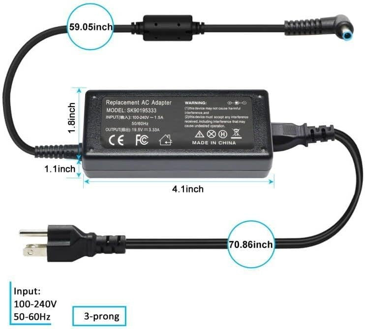 Vanzer 65W 19.5V 3.34A Charger for Dell Inspiron 15 14 13 17 Series 5559 5558