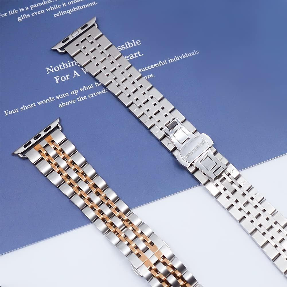 Mangoton Metal Band Compatible w Apple Watch Band 38 40 41 Rose Gold Strap