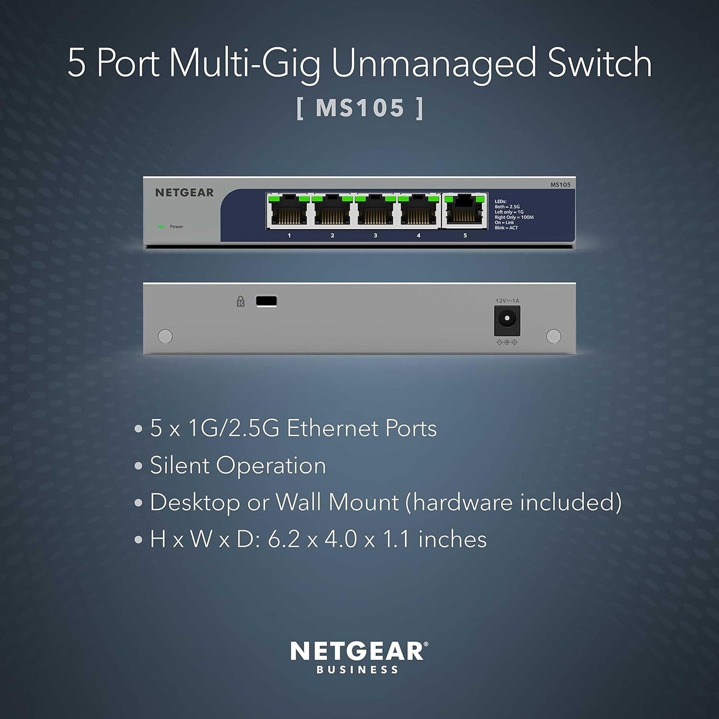 MS105 Netgear 5port MultiGigabit 125G Ethernet Unmanaged Switch