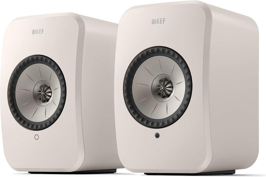 KEF LSX II LT Wireless Speakers - Stone White Pair - Compact & Powerful