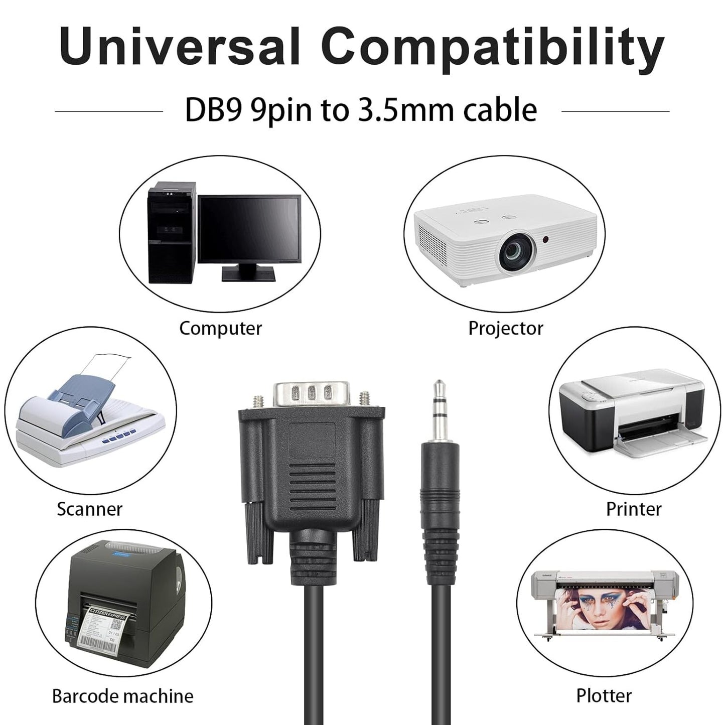 DB9 DB9 Poyiccot to 35mm Serial Cable 6feet 18m Male to 35mm Male Serial Ca