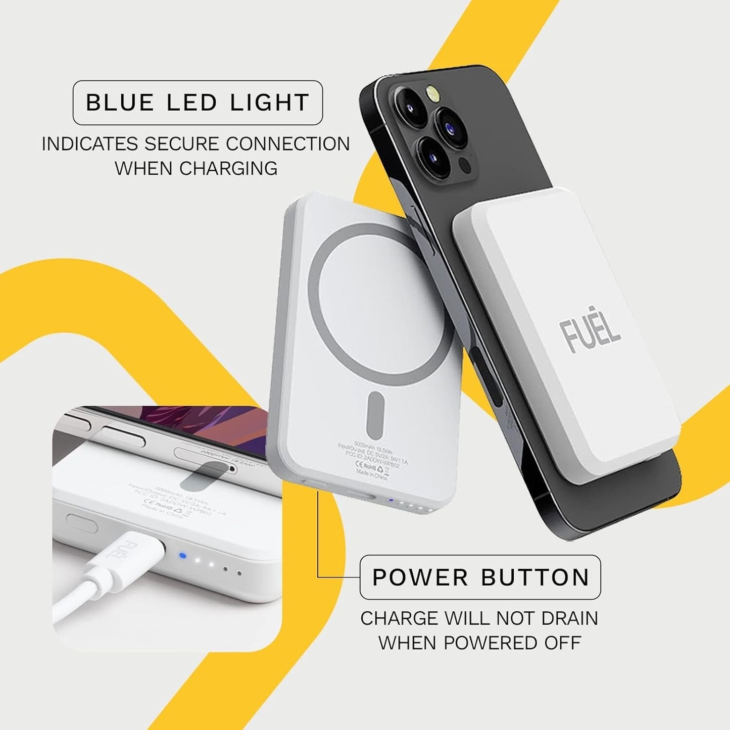 5000 USB-C iPhone Charger Fuel mAh Magnetic Wireless Portable w Port