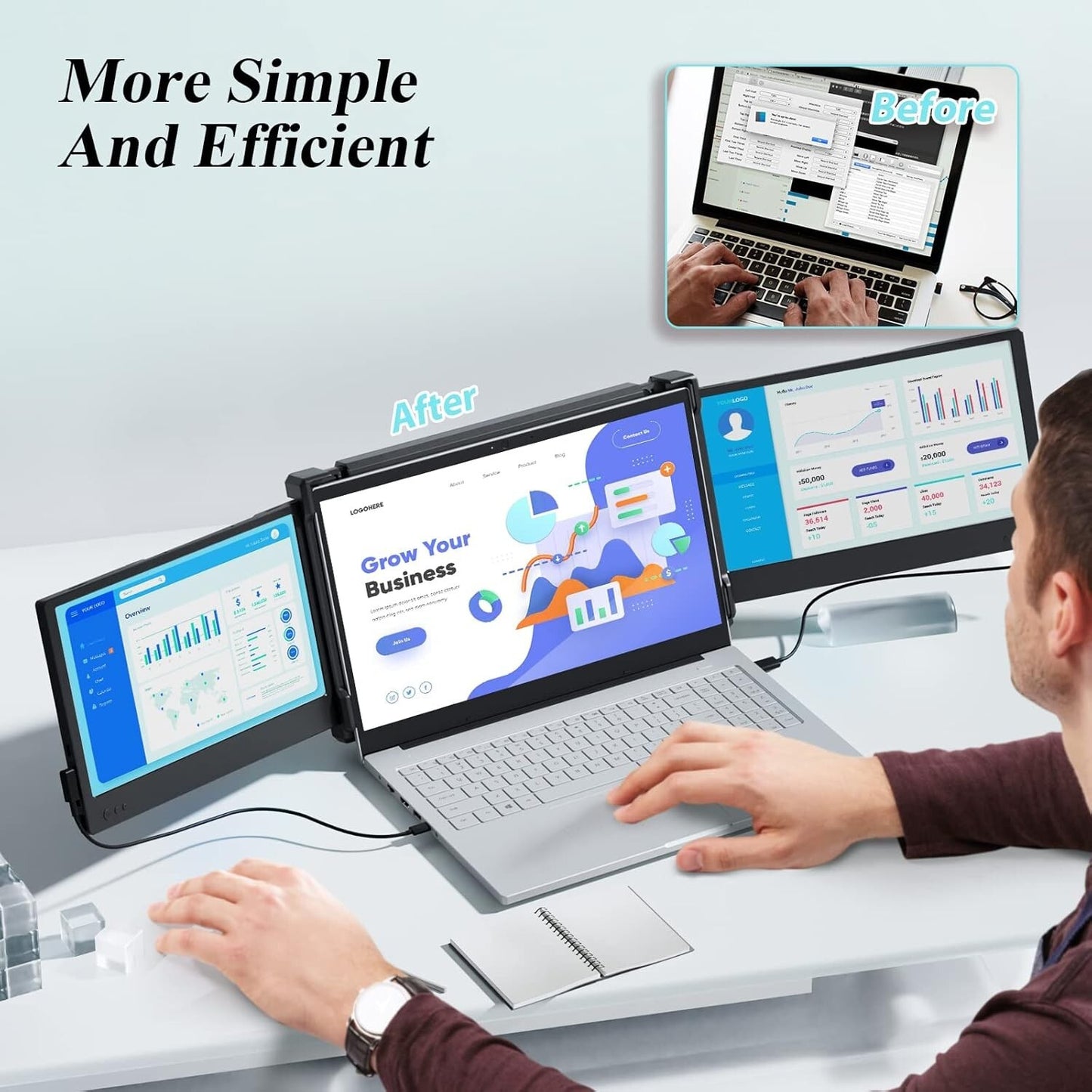 KEFEYA HDMI Laptop Screen Extender 12 Full HD Type-C Plug