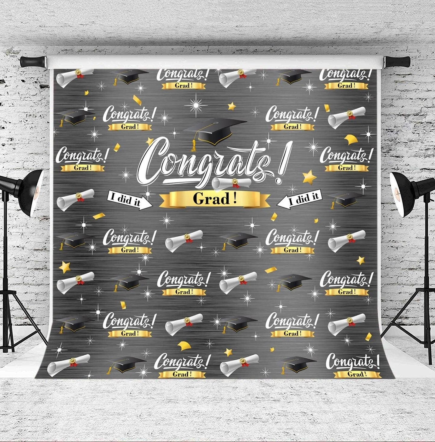 2023 Lofaris Graduation Backdrop Class of Grey Silvery Shinning Star Congradulat