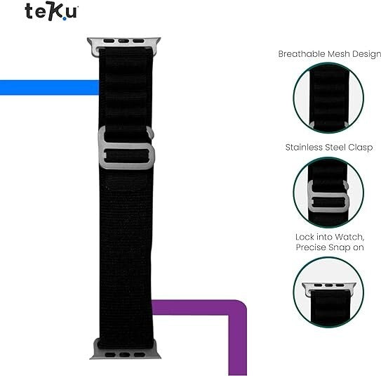 TEKU Smartwatch Band Compatible Apple Watch Band 42mm 44mm 45mm 49mm Nylon