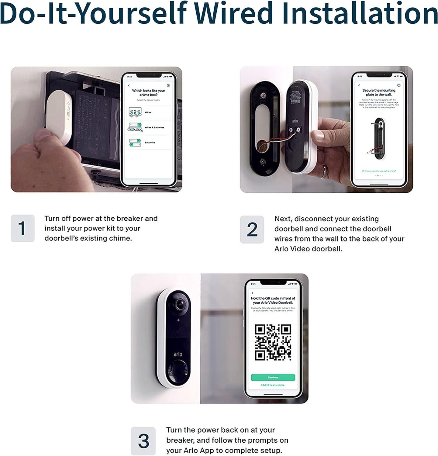 AVD1001-100 180 Arlo Wired Motion Detection Night Vision HD Video Doorbell View