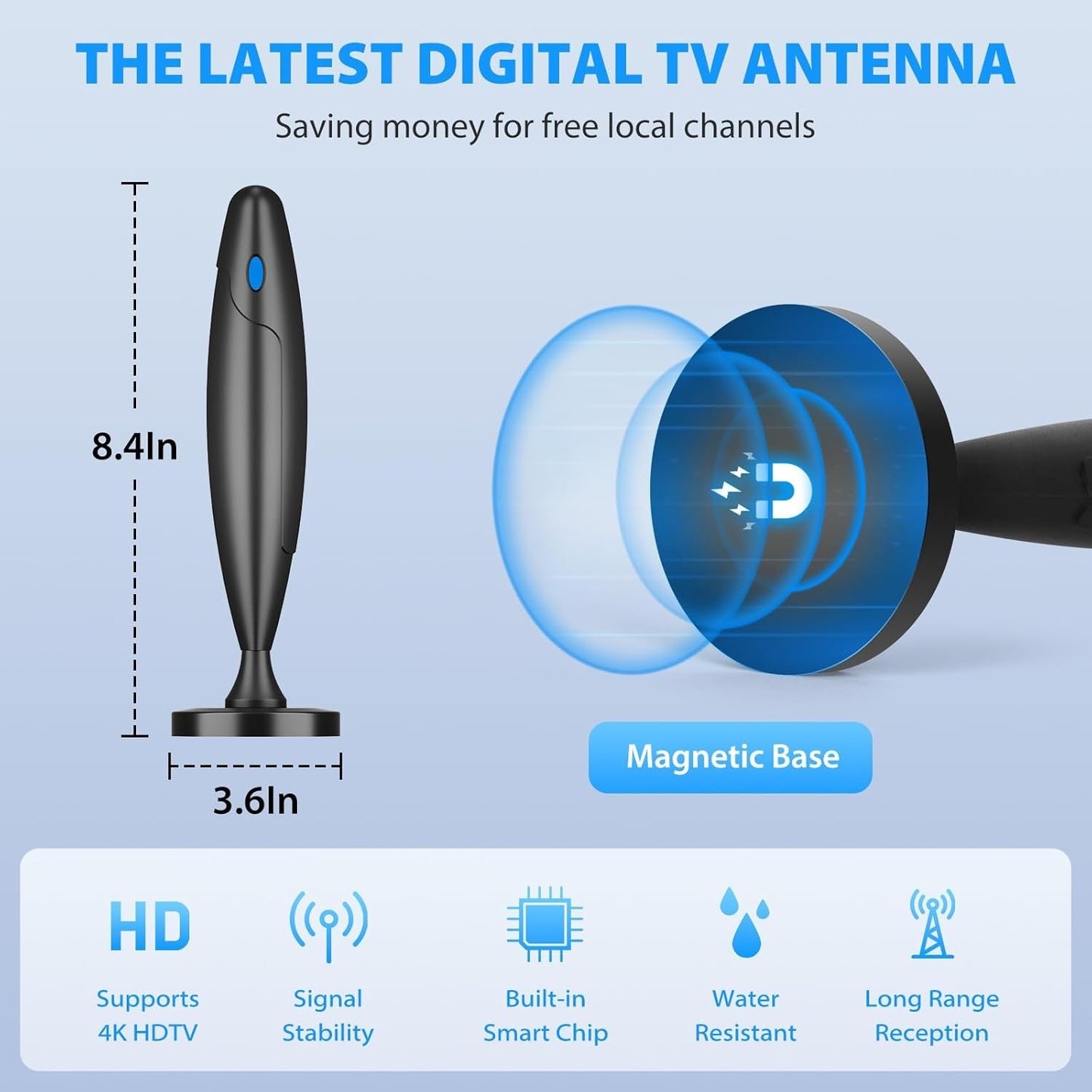 Digital Indoor TV Antenna 4K 1080p – Amplified Signal Booster for Local Channels