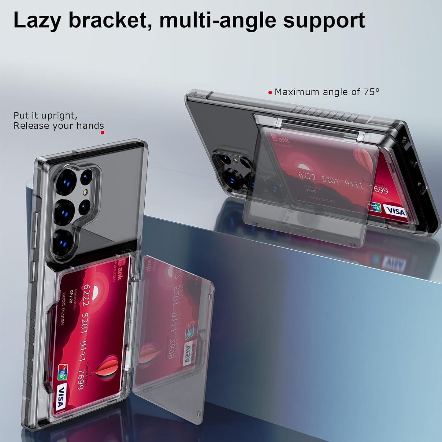 S23 TPU Galaxy Ultra Wallet Credit Card Holder Soft Bumper Shockproof