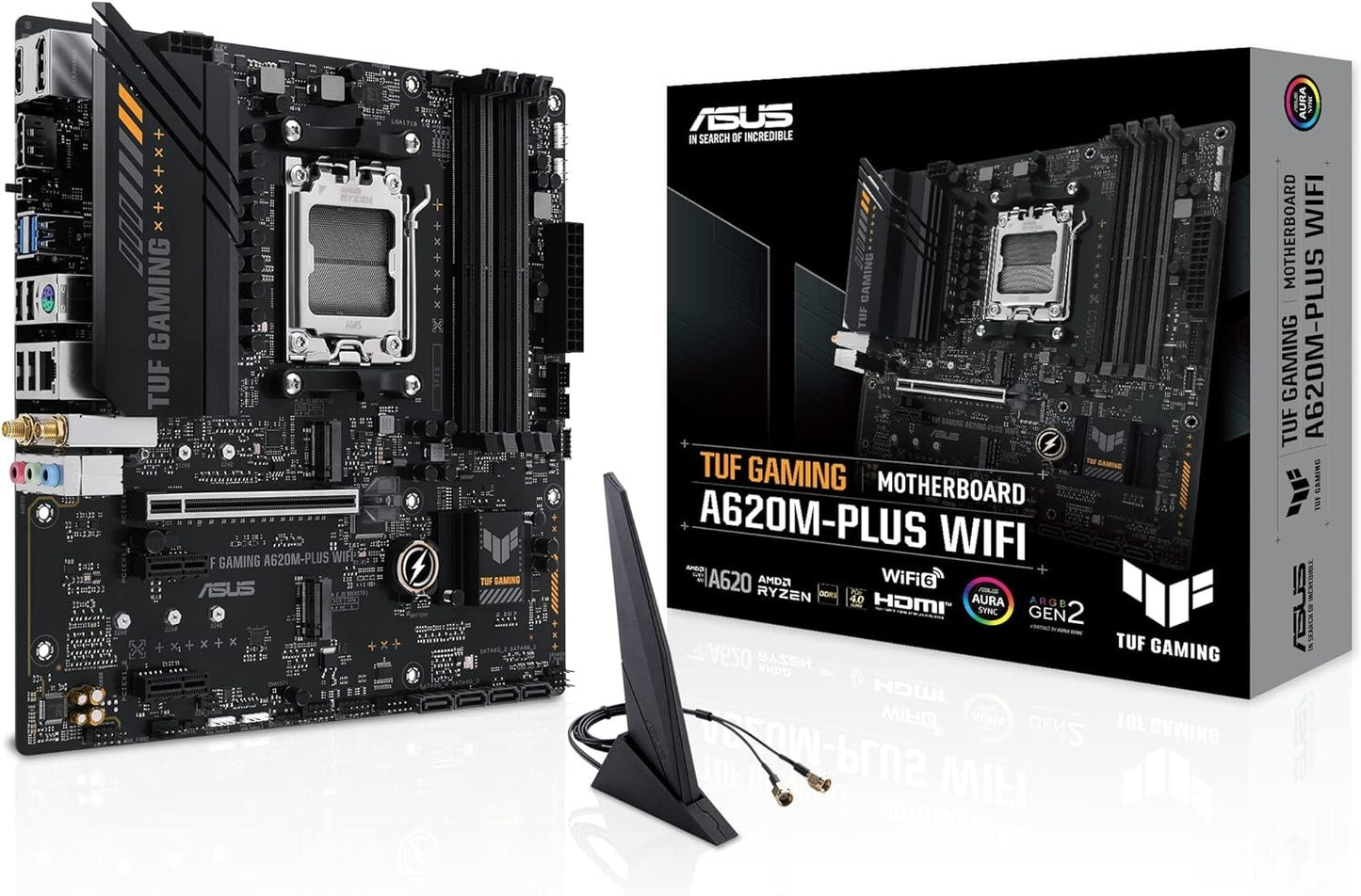 ASUS TUF A620M-PLUS WiFi AM5 mATX Motherboard – DDR5, M.2, Wi-Fi 6, HDMI