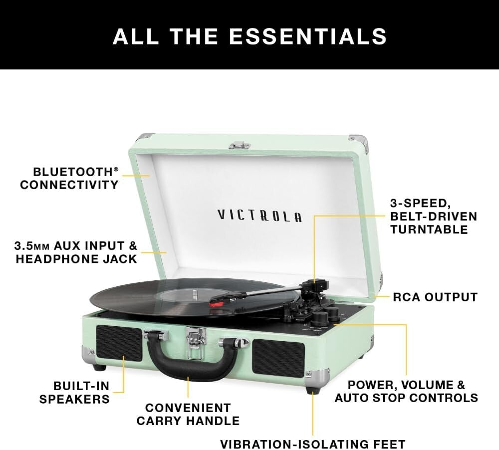 Victrola VSC-550BT-BK 3-Speed Bluetooth Turntable Record Player – Black