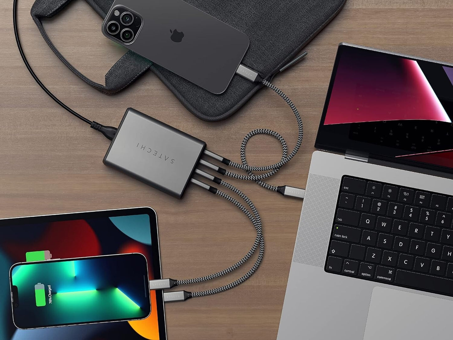 Satechi 4 Port GaN Charging Station 165W USB-C MacBook Pro Air M3 M4 M5