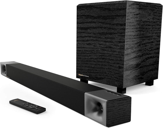 Klipsch Cinema 400 Soundbar & 8-Inch Wireless Subwoofer with HDMIARC, Black