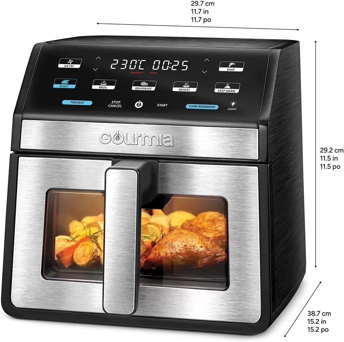 Gourmia GAF858 Digital Air Fryer 7.5L / 8Qt w/ Window & Interior Light - Black