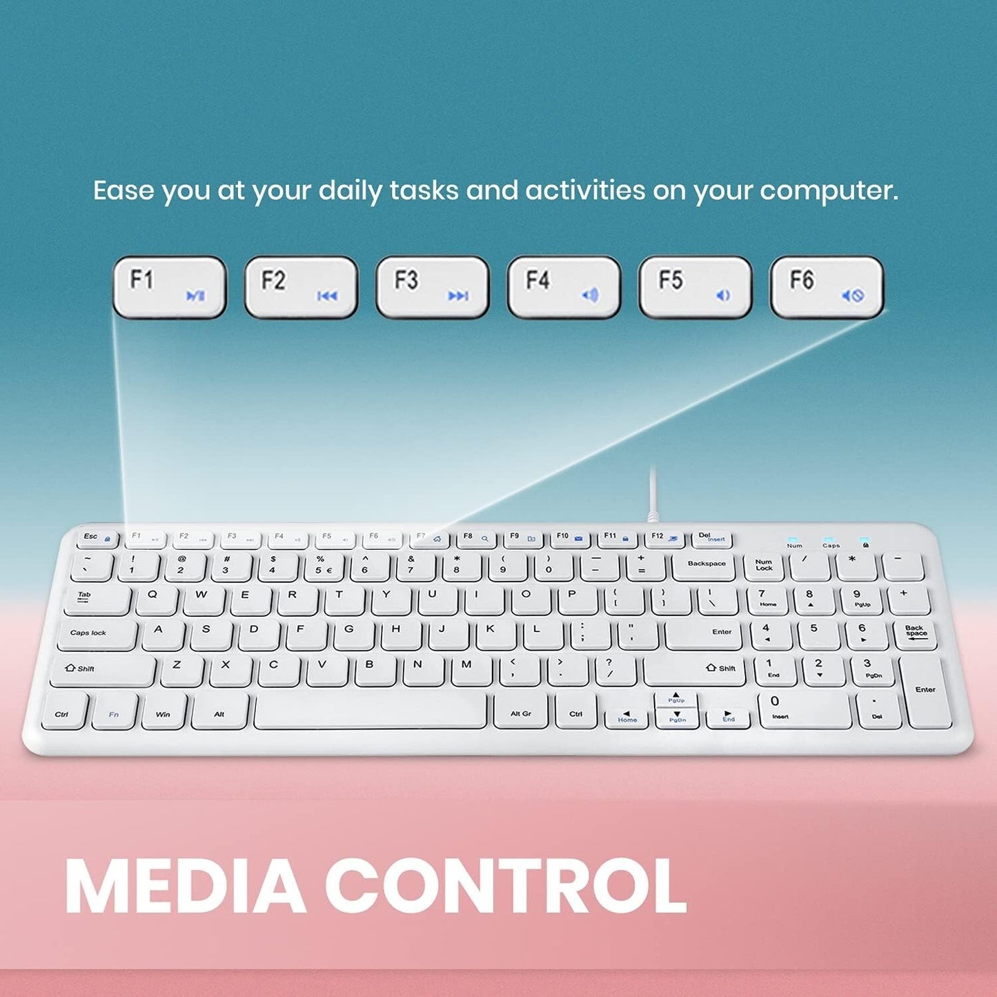 PERIBOARD-213W USB Perixx Wired Quiet Scissor Keyboard