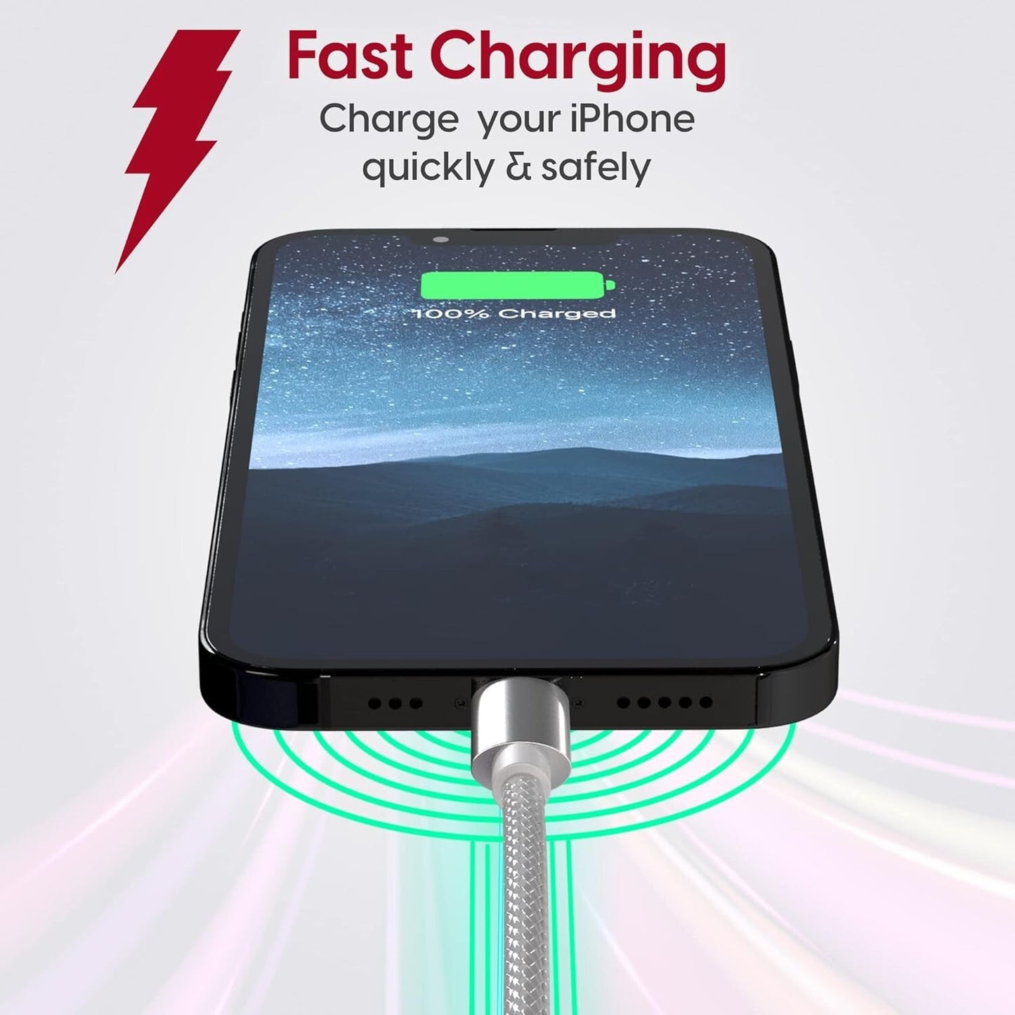 TALK WORKS iPhone Charger Cable 6ft Braided Heavy Duty Cord