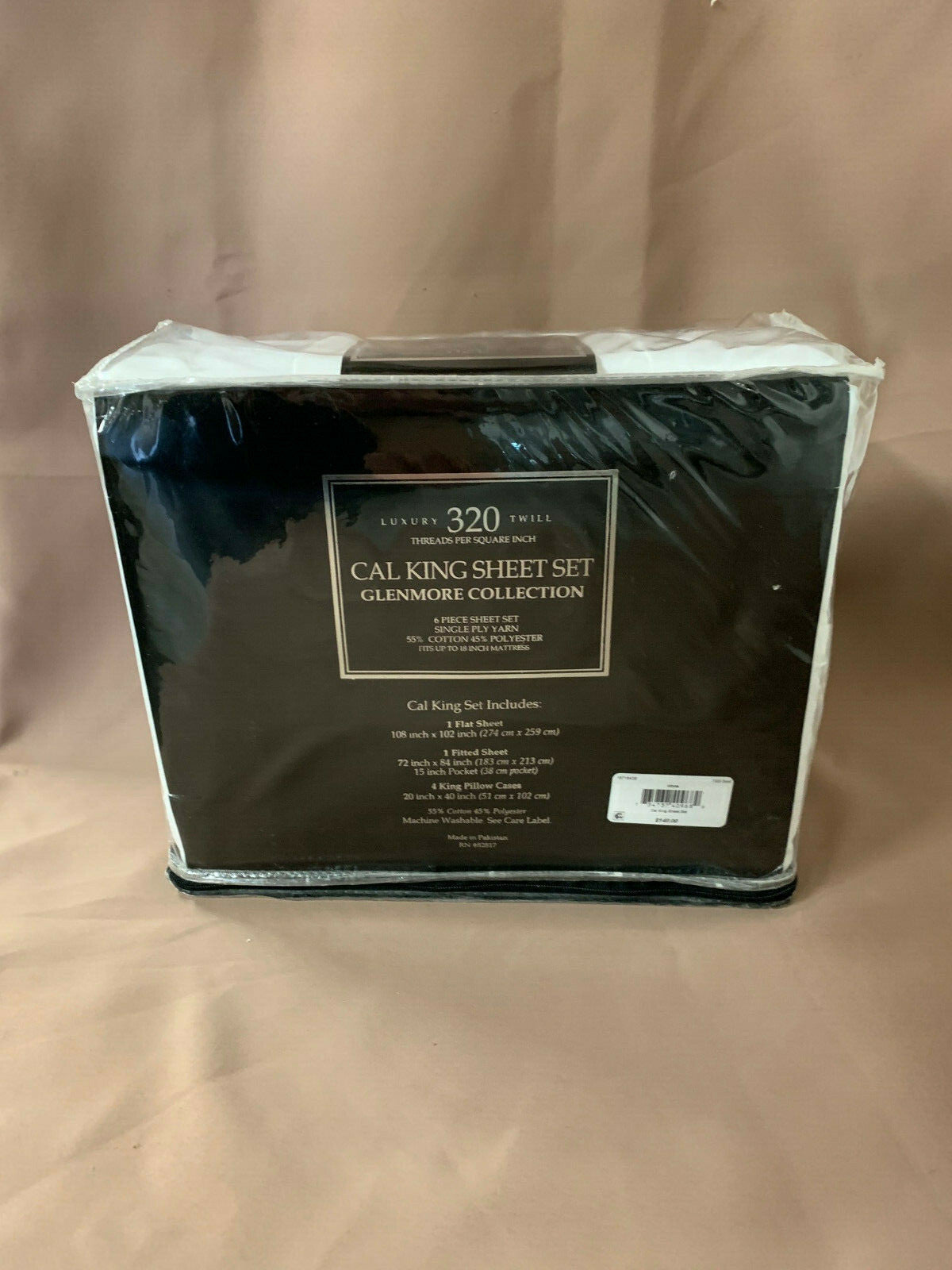 320T 140 Luxury Twill Glenmore Collenction White Cal King Sheet Set 6 Pieces